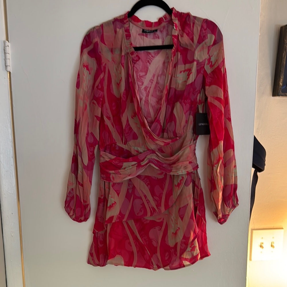Vibrant Pink and Red Mini Dress